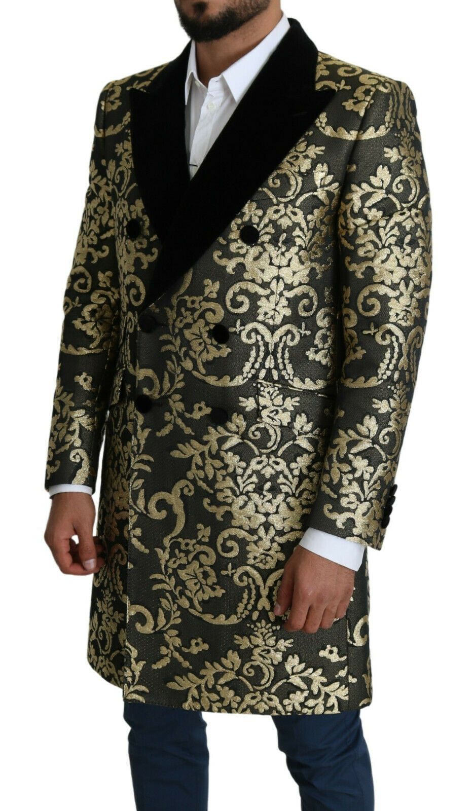 Dolce & Gabbana Black Gold Jacquard Coat SICILIA Jacket-2