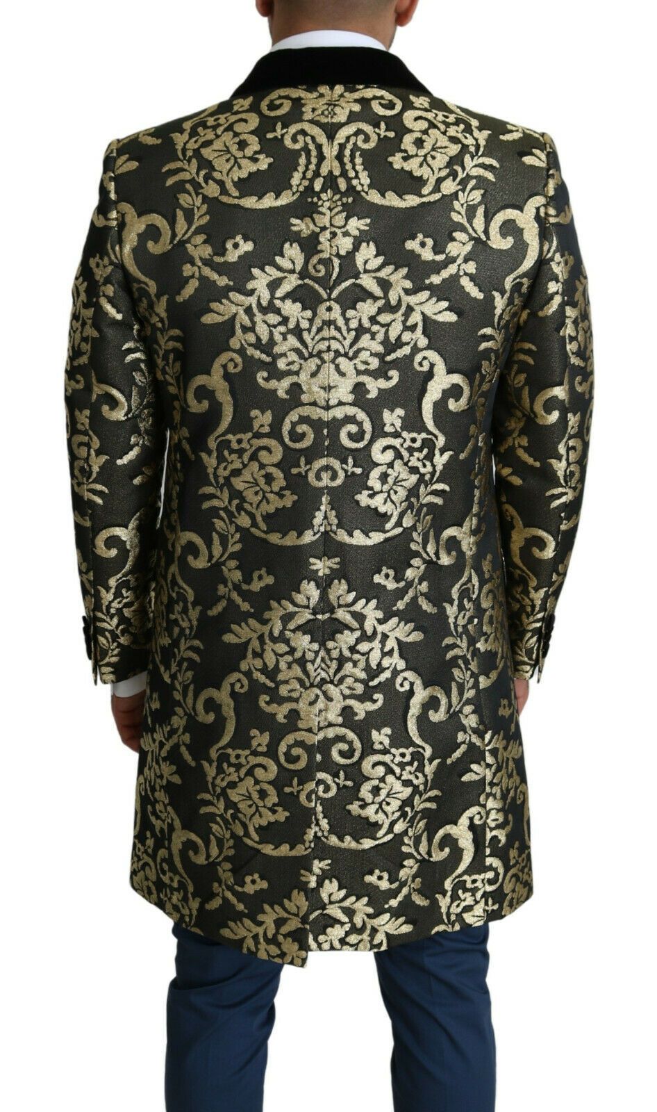 Dolce & Gabbana Black Gold Jacquard Coat SICILIA Jacket-3