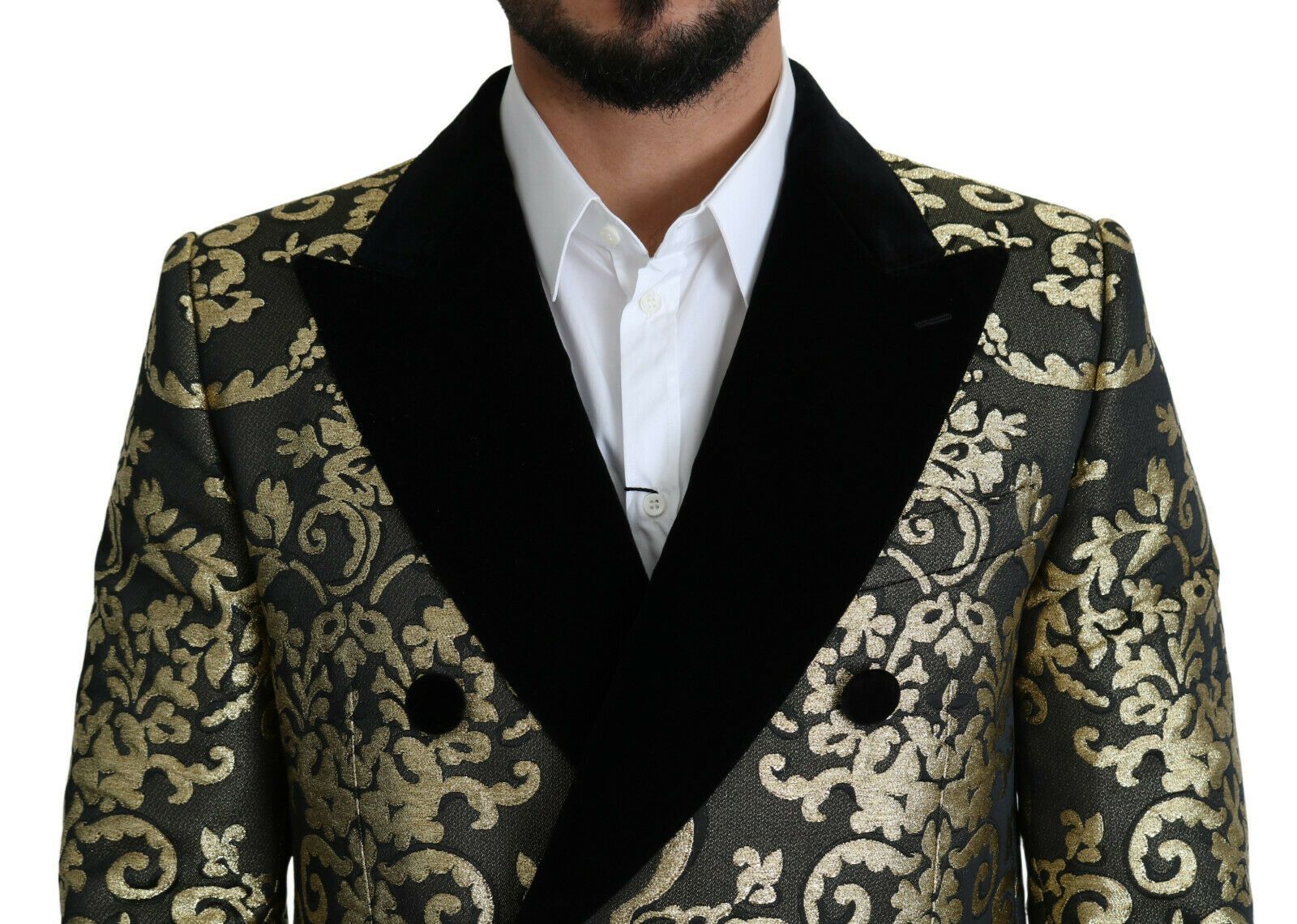 Dolce & Gabbana Black Gold Jacquard Coat SICILIA Jacket-4
