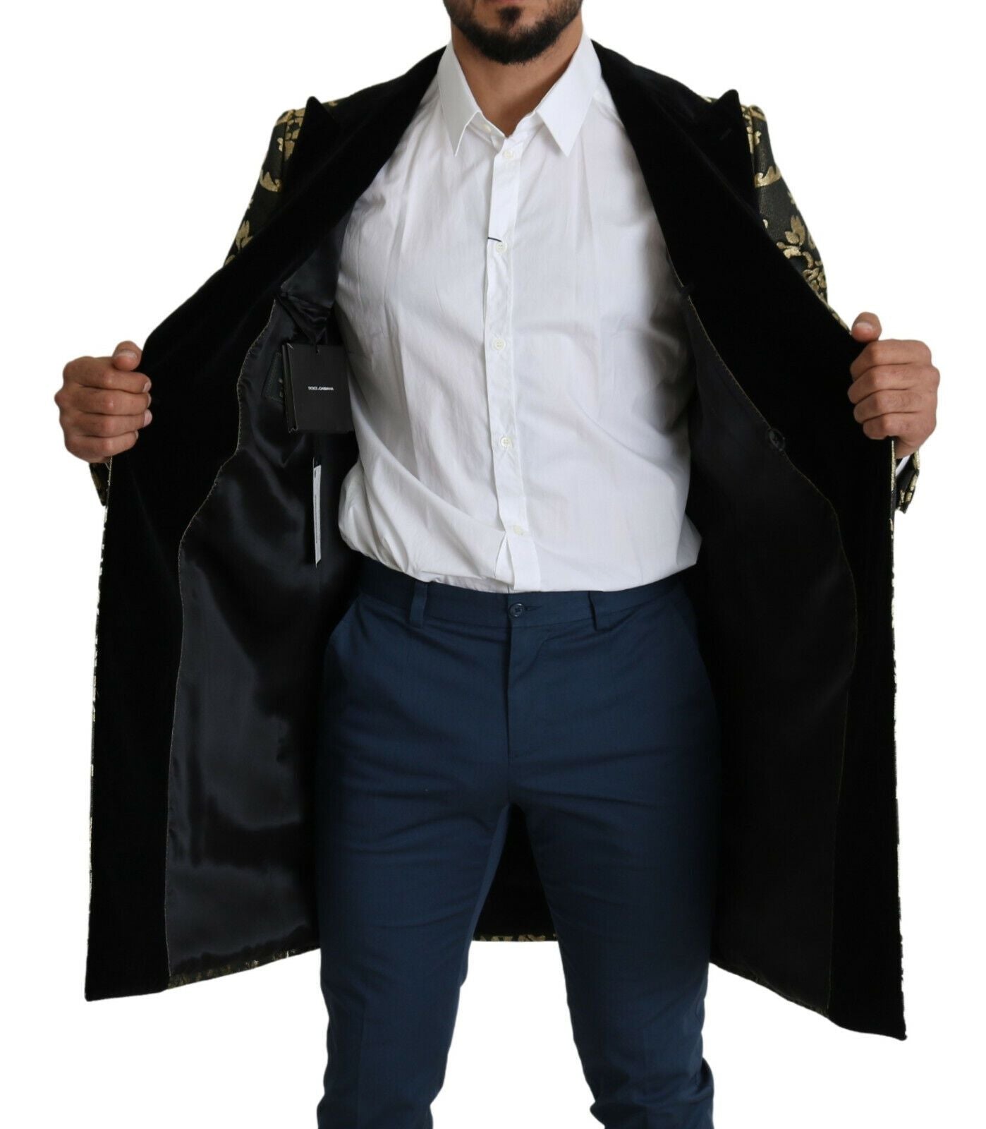 Dolce & Gabbana Black Gold Jacquard Coat SICILIA Jacket-5