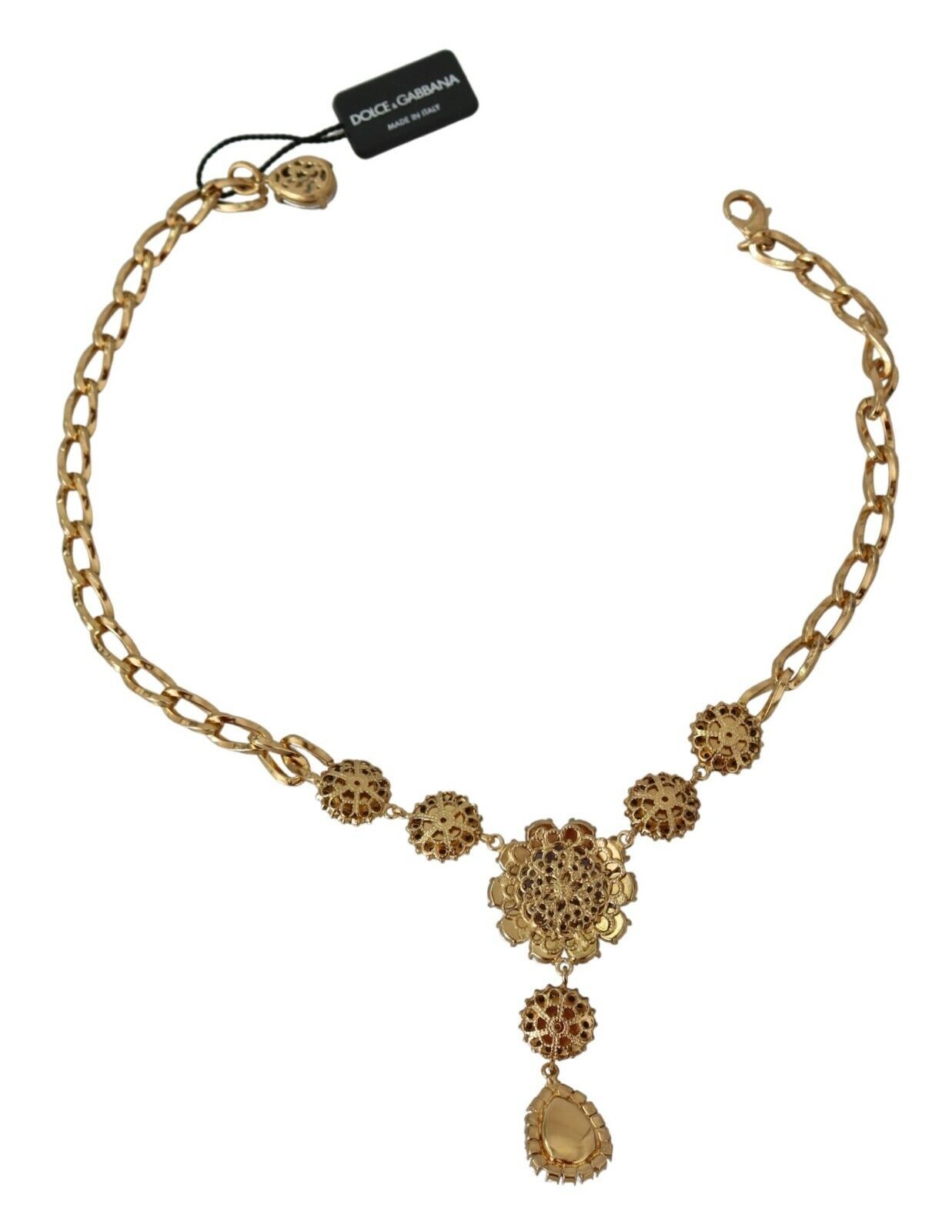 Dolce & Gabbana Rose Gold Brass Crystal Purple Pearl Pendant-5