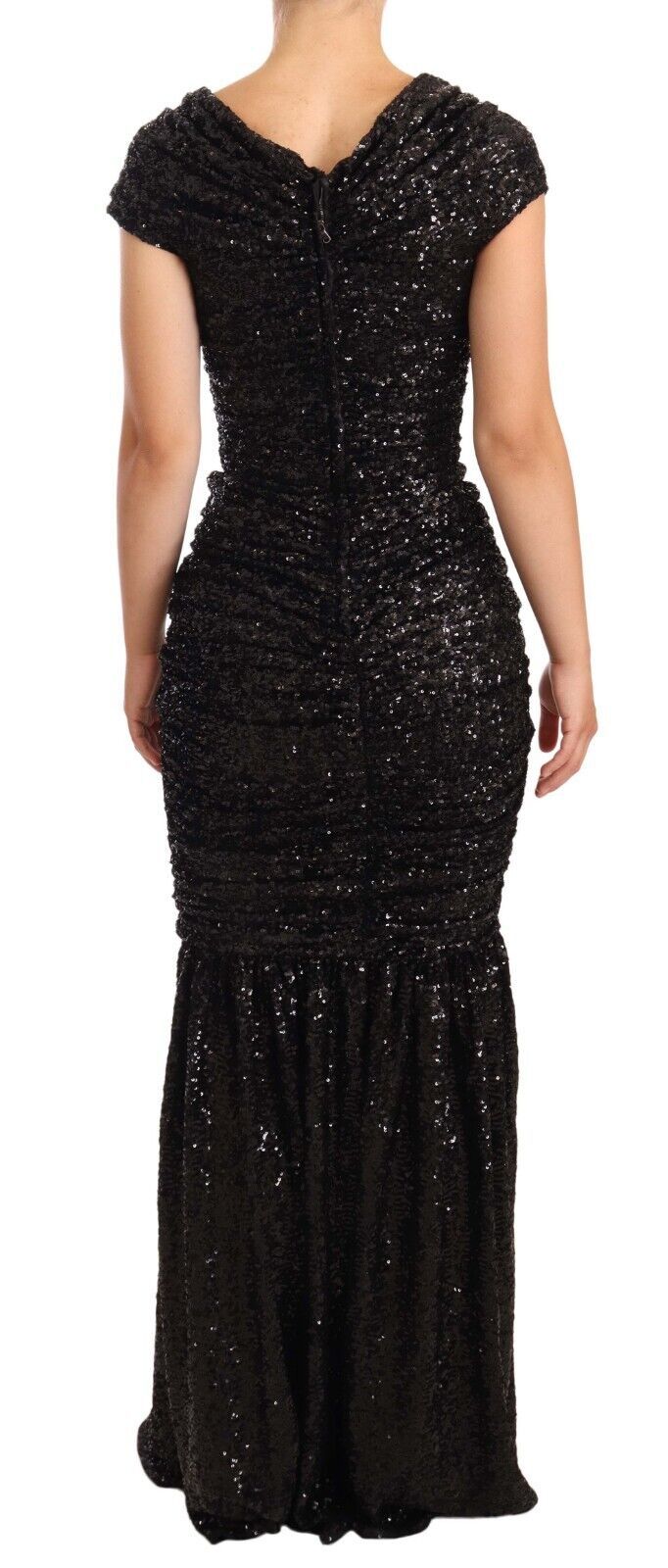Dolce & Gabbana Black sequined dress with off-the-shoulder design-3