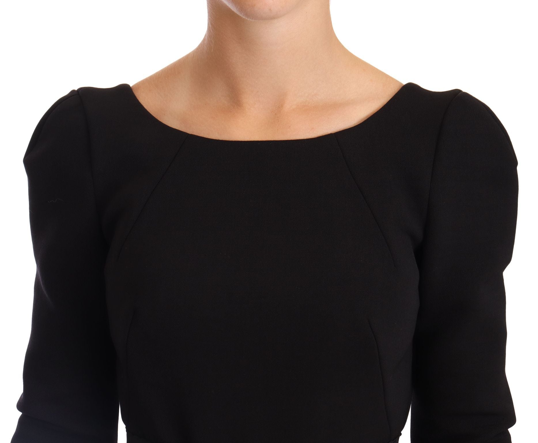 Dolce & Gabbana Schwarzes Stretch-Mantelkleid aus Wolle mit offenem Rücken-2