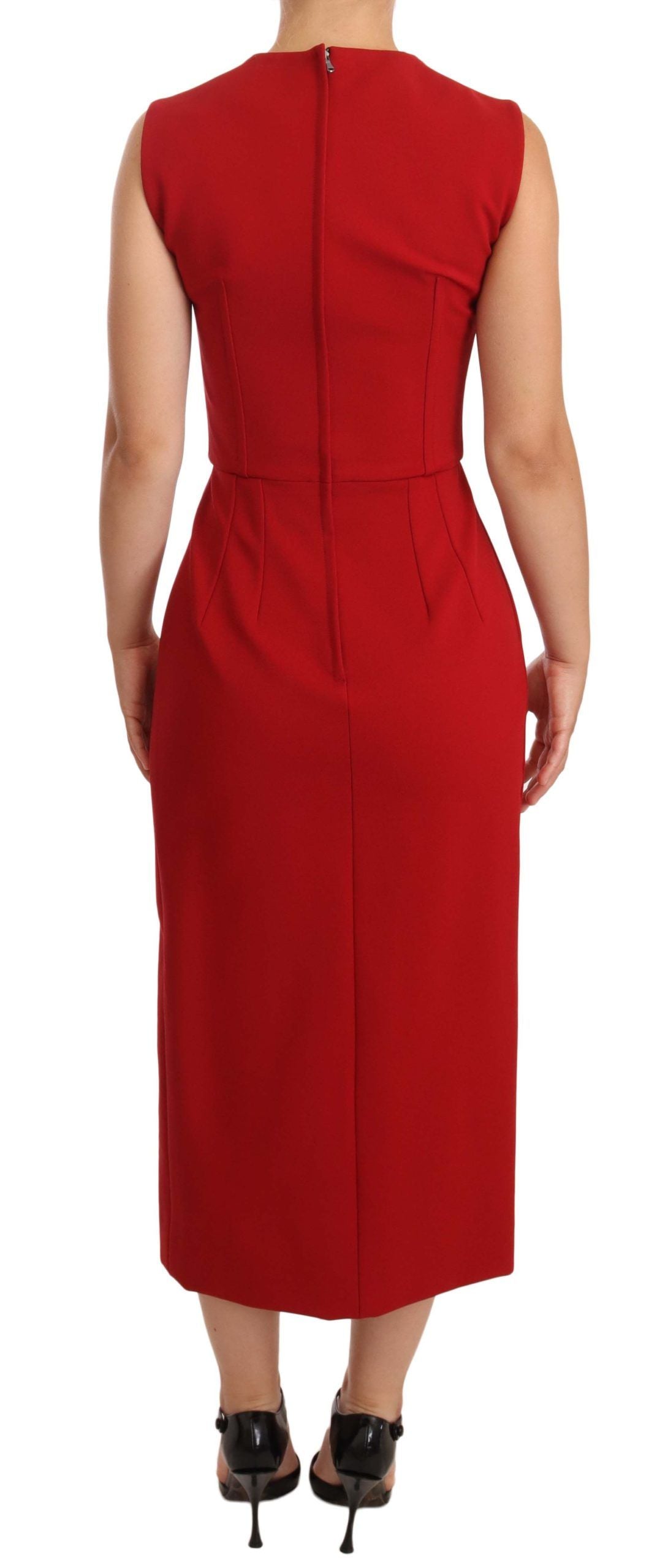 Dolce & Gabbana Red sleeveless midi stretch dress with sweetheart-3