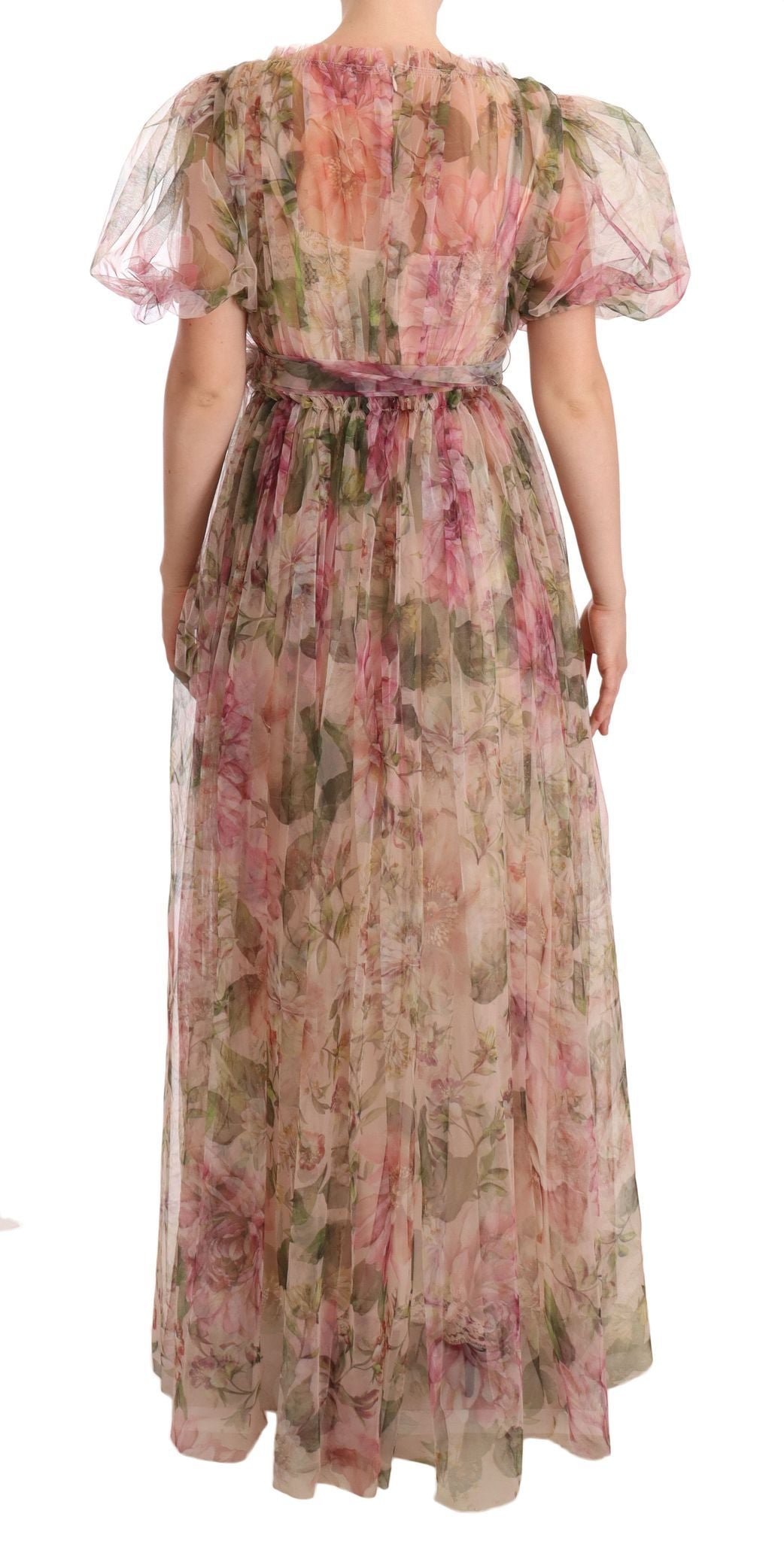 Vestido largo maxi con estampado floral multicolor de Dolce & Gabbana-3