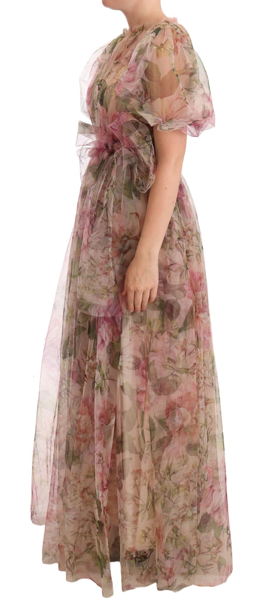 Vestido largo maxi con estampado floral multicolor de Dolce & Gabbana-4