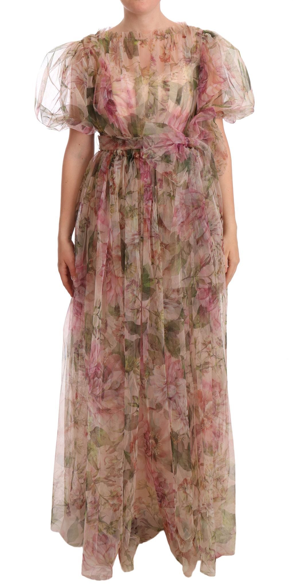 Dolce & Gabbana Long maxi dress with floral print in multicolor