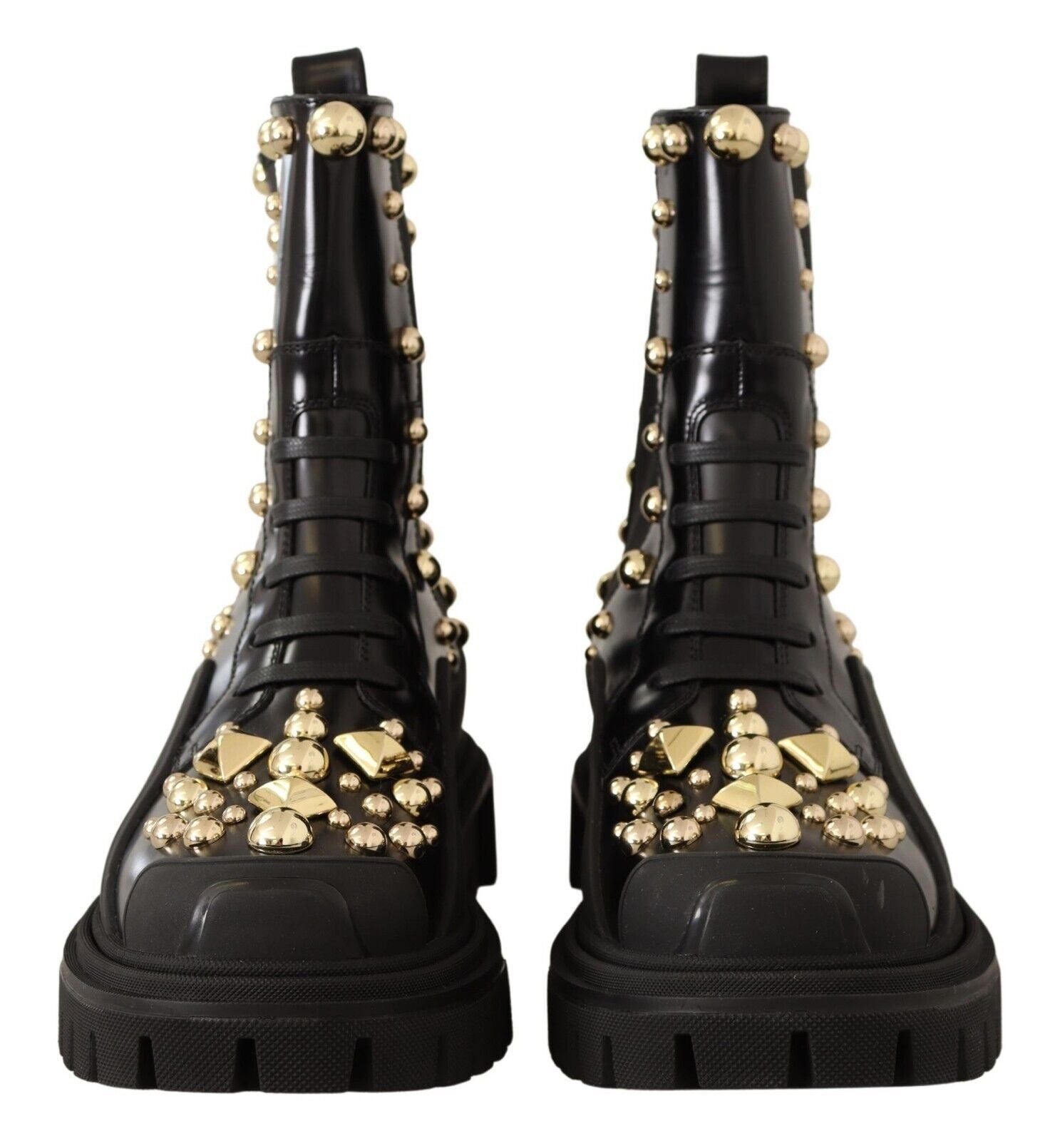 Botas con tachuelas de cuero negro de Dolce & Gabbana-2