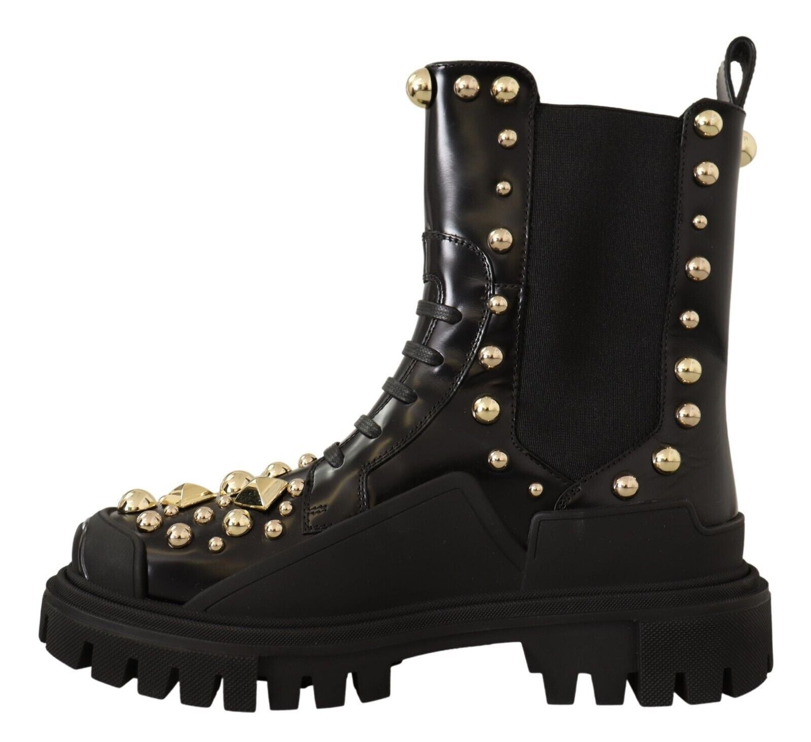Botas con tachuelas de cuero negro de Dolce & Gabbana-5