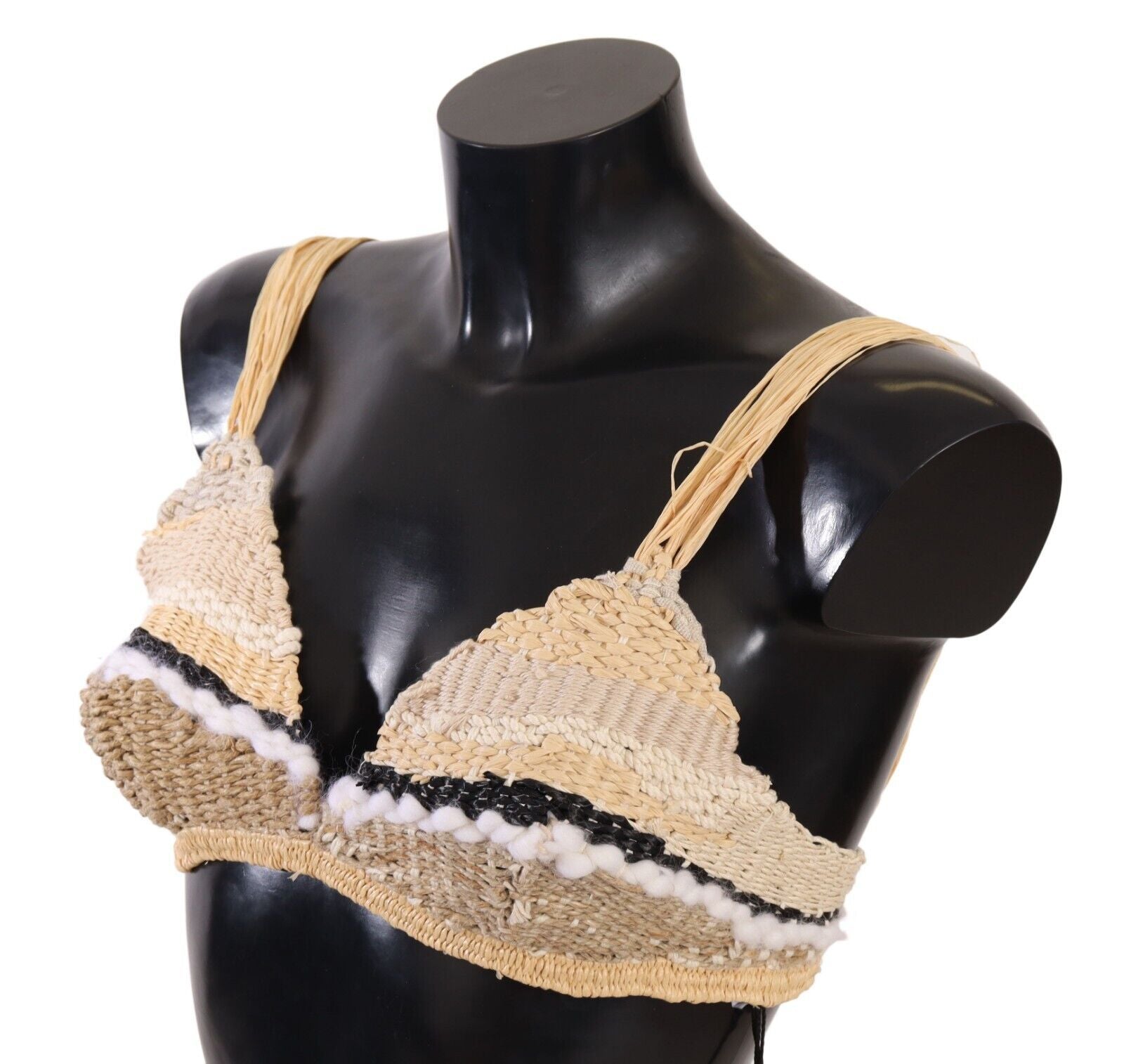 Dolce & Gabbana Beige Stroh Raffia Woven Crochet Cover Up Top-2