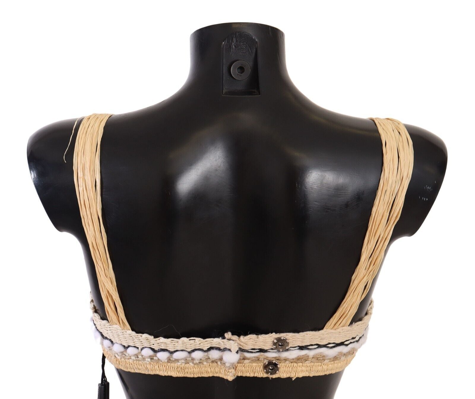 Dolce & Gabbana Beige Stroh Raffia Woven Crochet Cover Up Top-3