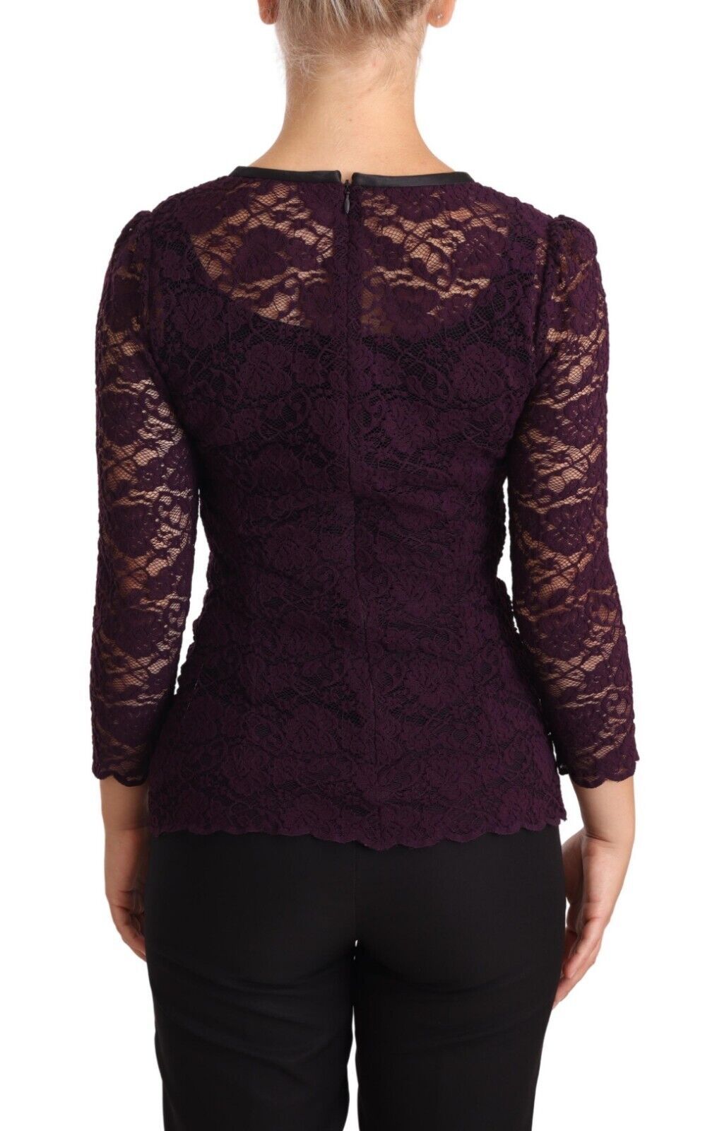 Dolce & Gabbana Lila Spitze Langarm Top Bluse-3