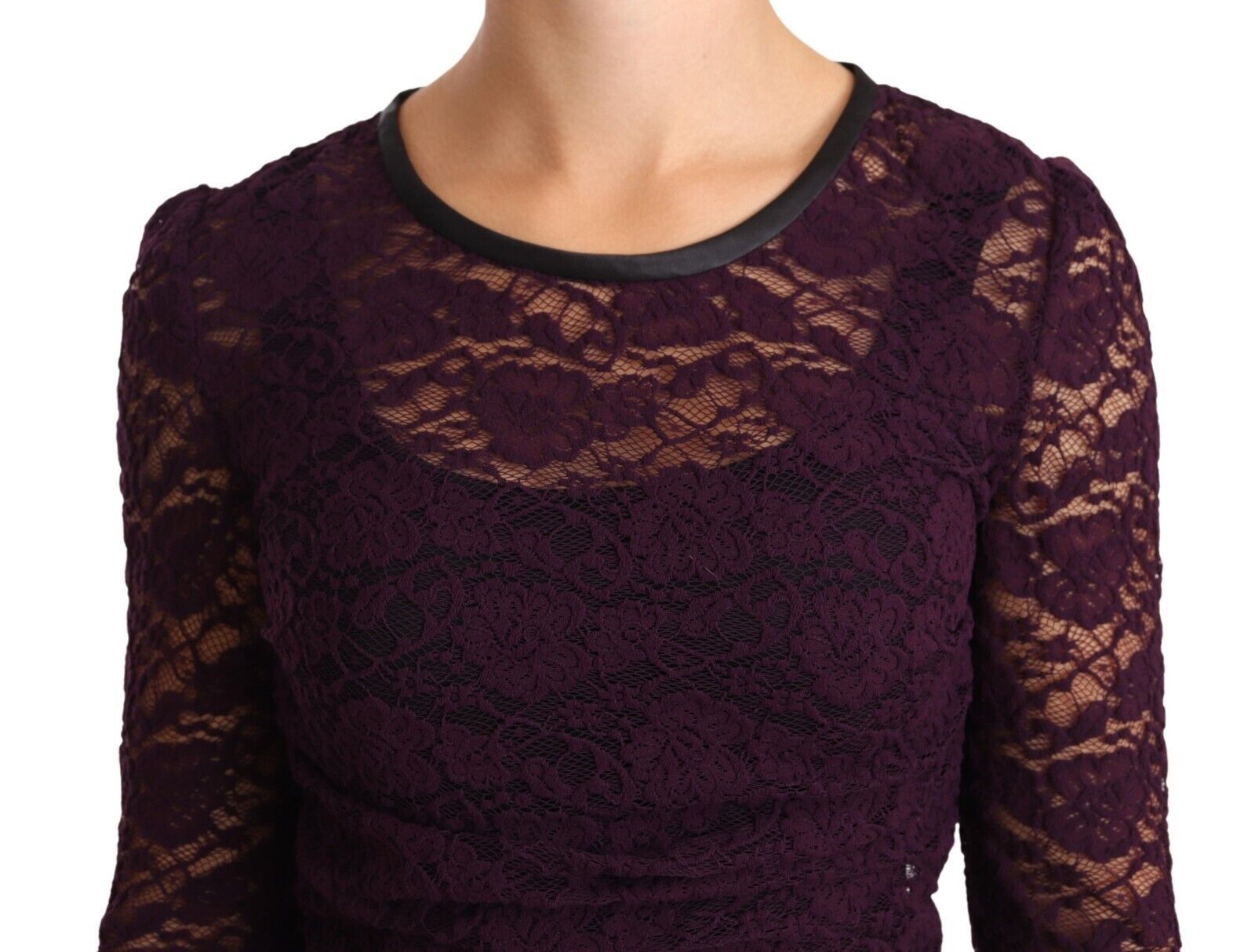 Dolce & Gabbana Lila Spitze Langarm Top Bluse-4