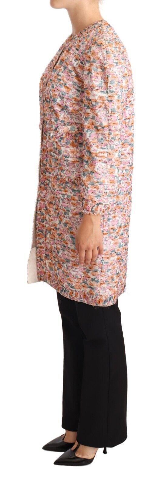 Dolce & Gabbana Multicolor Floral Print Silk Trench Coat Jacket-2
