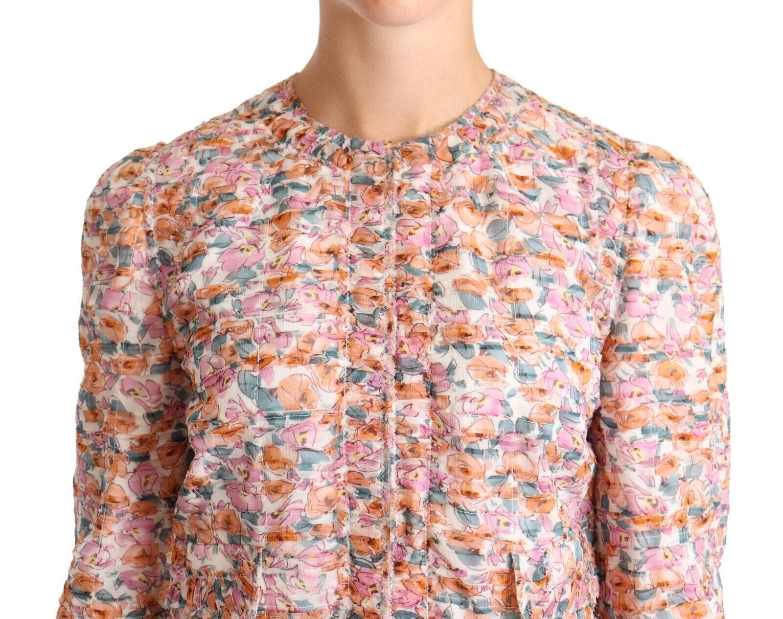 Dolce & Gabbana Multicolor Floral Print Silk Trench Coat Jacket-4