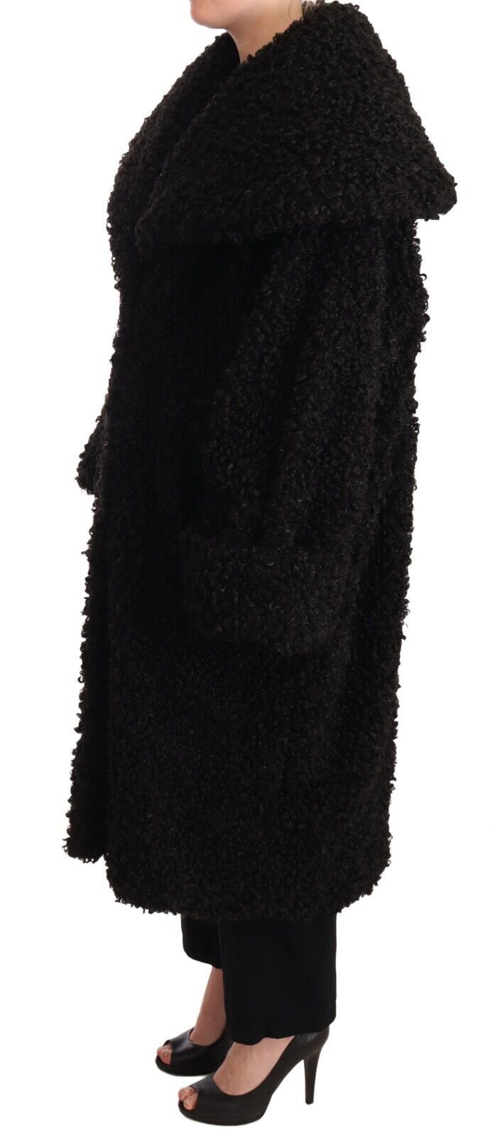 Dolce & Gabbana Black Polyester Fur Trench Coat Jacket-2