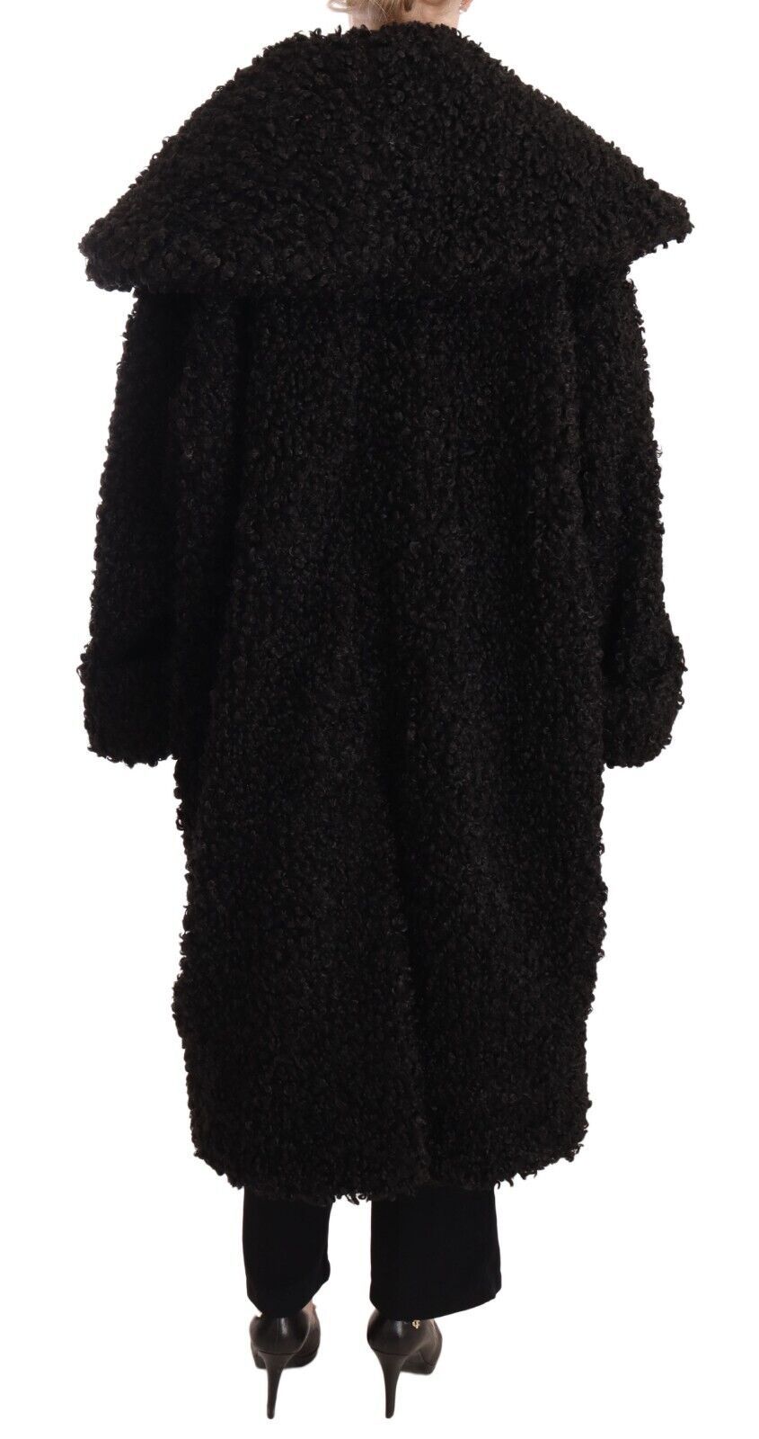 Dolce & Gabbana Black Polyester Fur Trench Coat Jacket-3