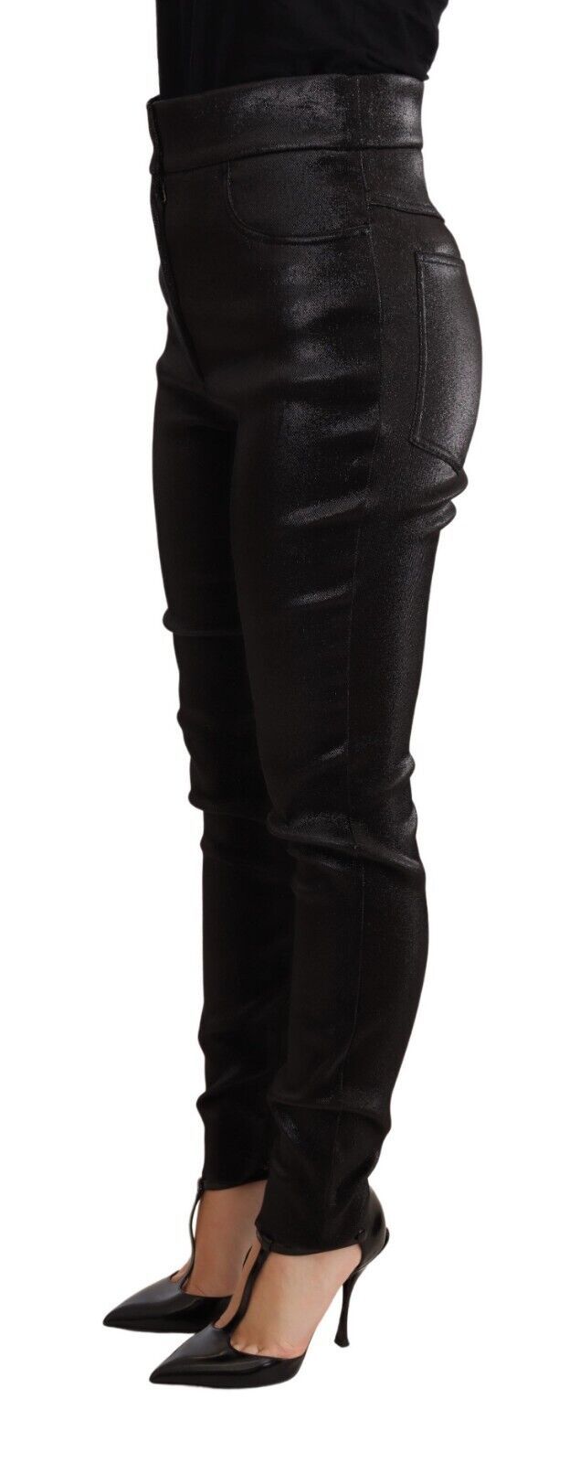 Dolce & Gabbana black and silver lurex thread cotton stretch trousers-2