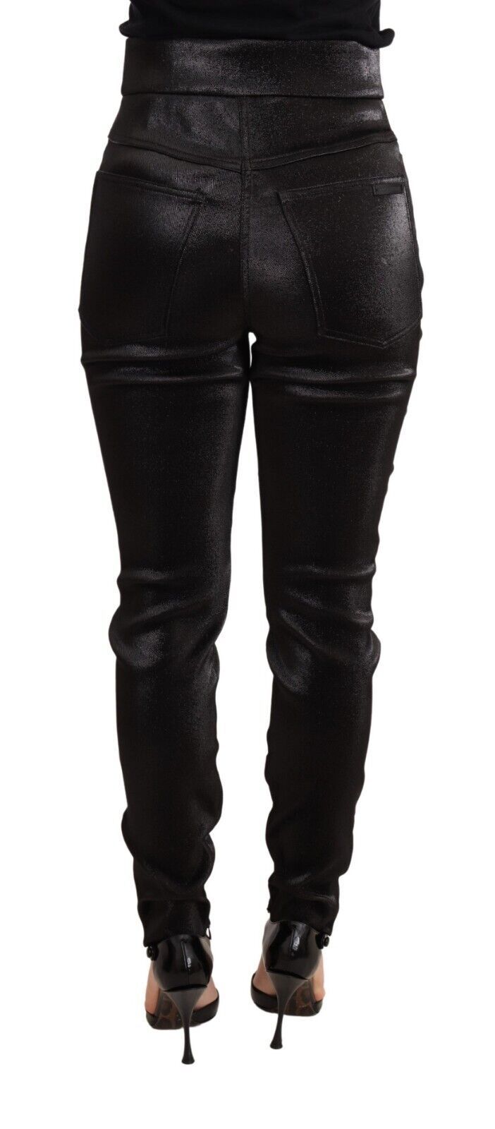 Dolce & Gabbana black and silver lurex thread cotton stretch trousers-3
