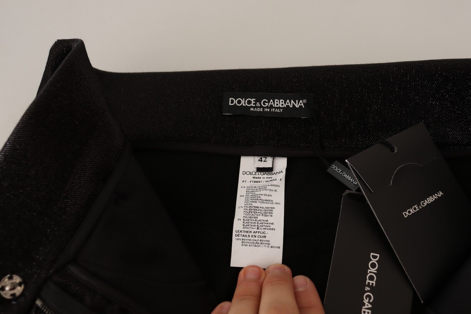 Dolce & Gabbana black and silver lurex thread cotton stretch trousers-4
