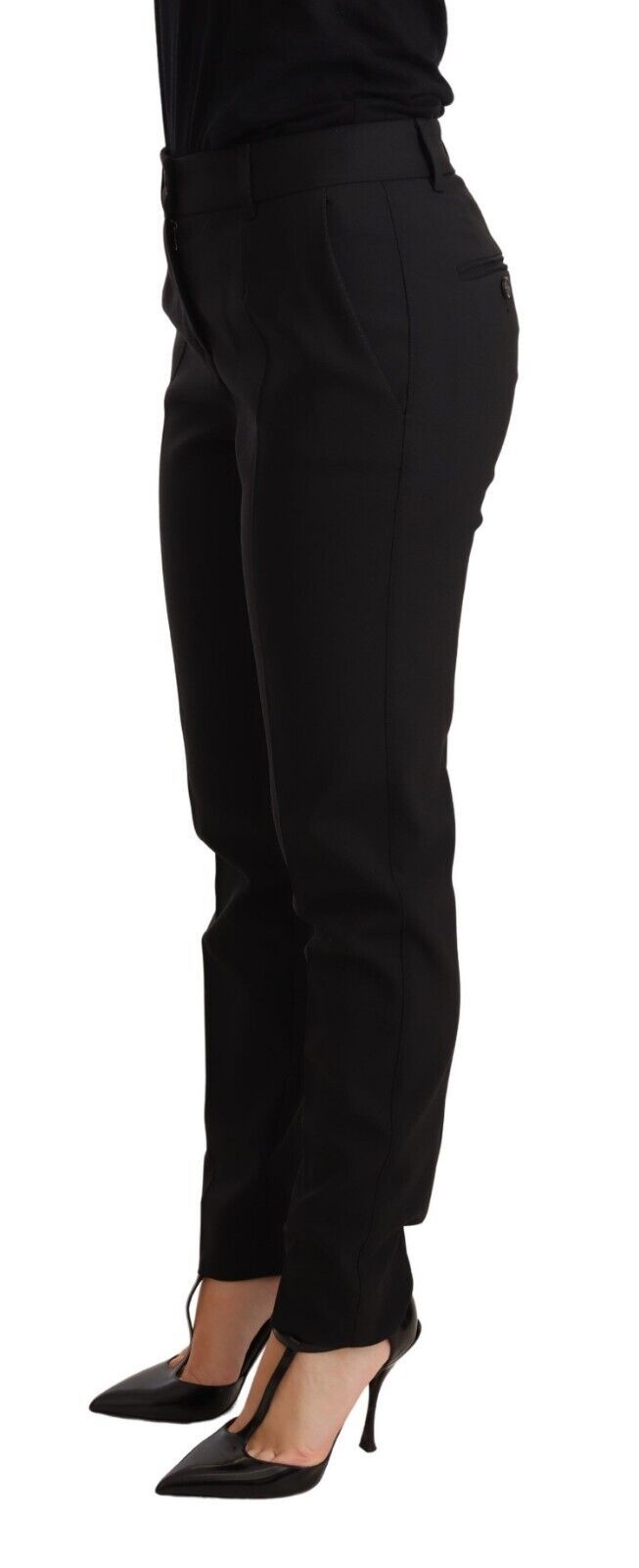 Dolce & Gabbana Black tapered women's trousers in virgin wool-2