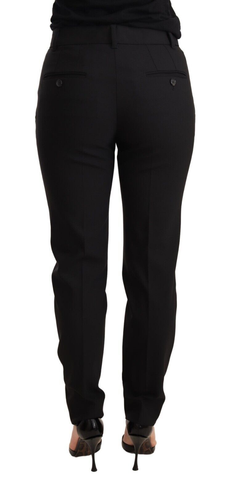 Dolce & Gabbana Black tapered women's trousers in virgin wool-3