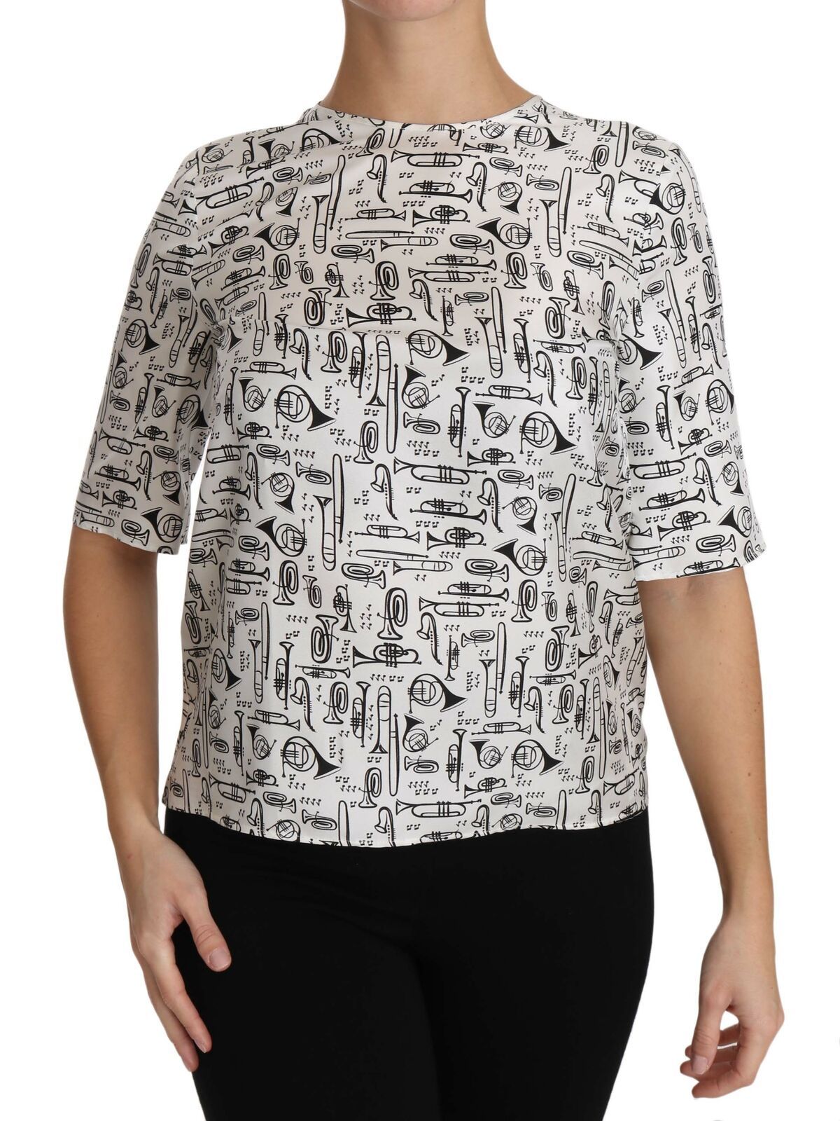 Dolce & Gabbana white blouse with musical instrument print-1