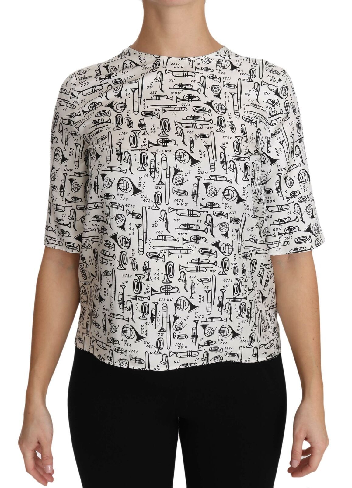 Dolce & Gabbana white blouse with musical instrument print-2