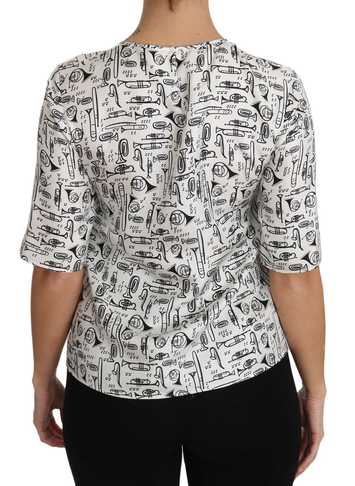 Dolce & Gabbana white blouse with musical instrument print-5