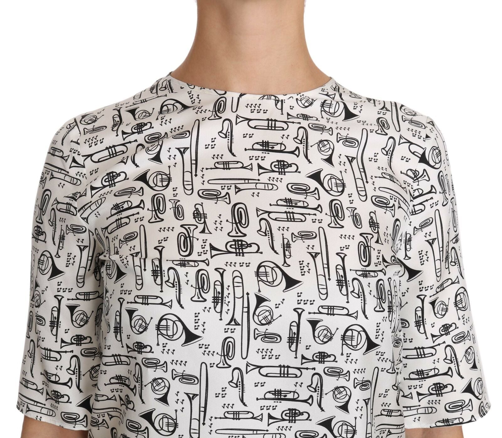 Dolce & Gabbana white blouse with musical instrument print-6