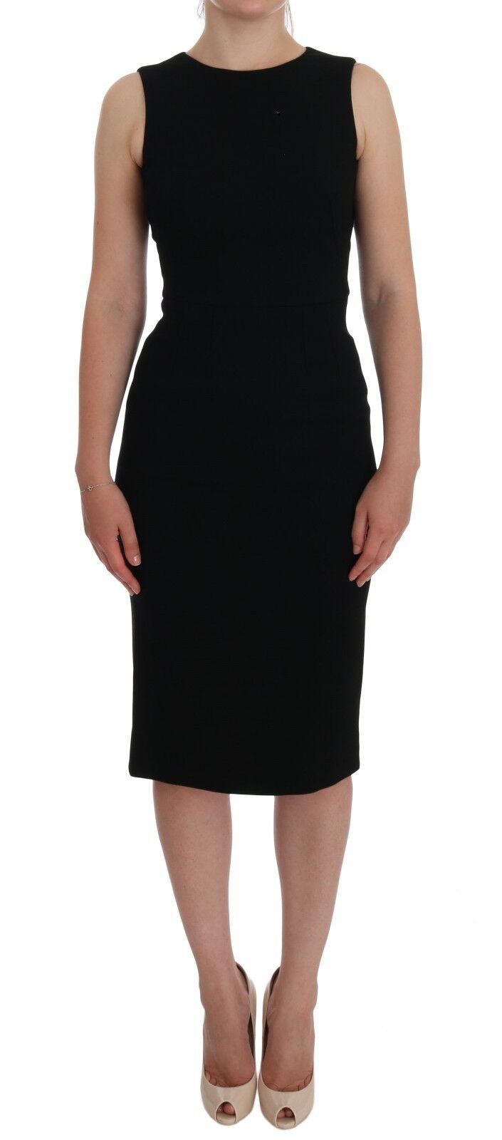 Dolce & Gabbana Black Stretch Crystal Sheath Dress-1