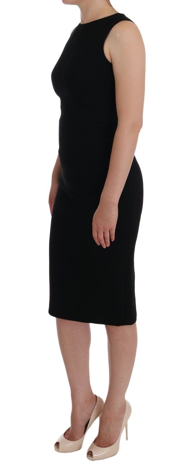 Dolce & Gabbana Black Stretch Crystal Sheath Dress-2