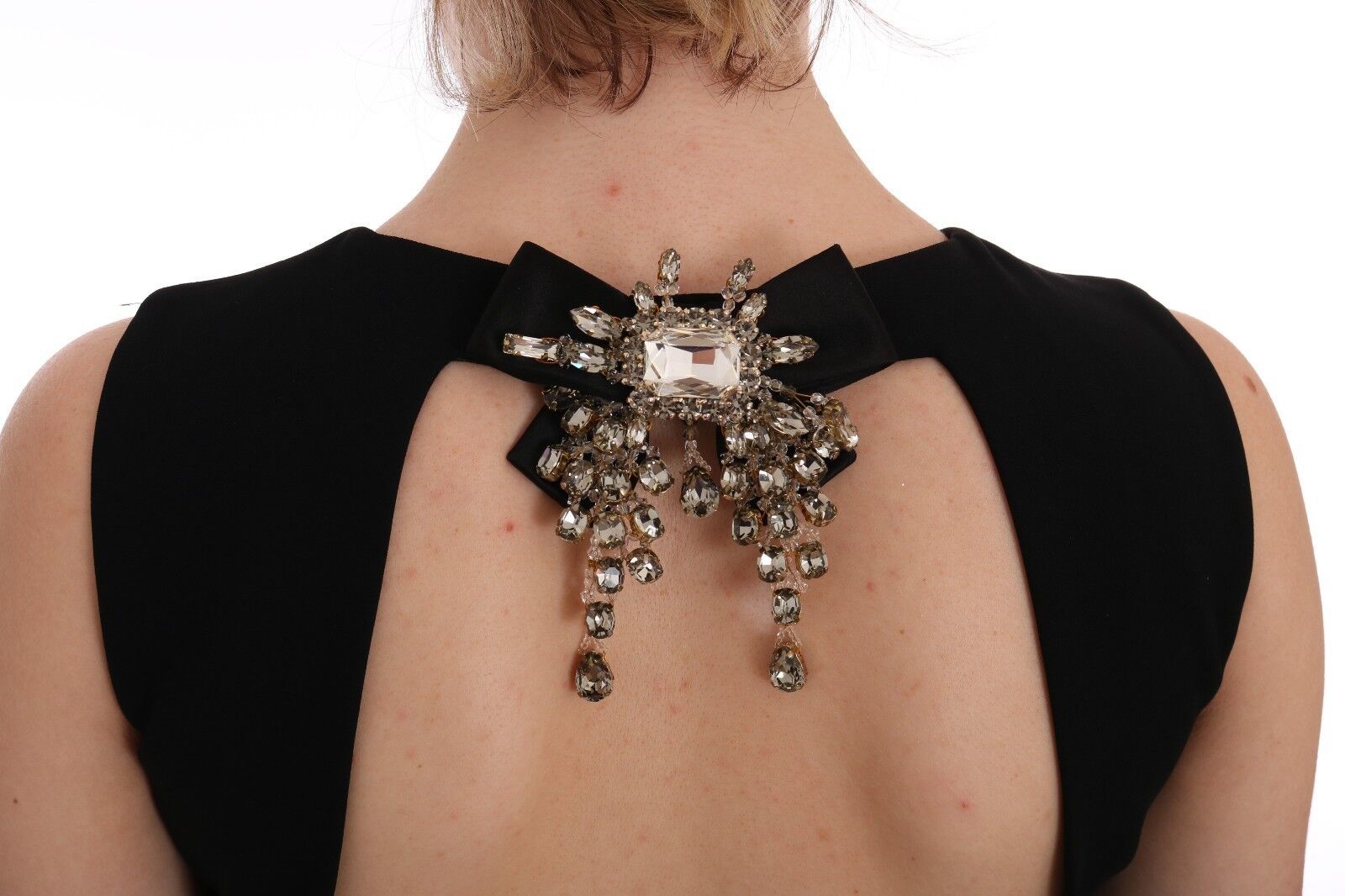 Dolce & Gabbana Black Stretch Crystal Sheath Dress-5