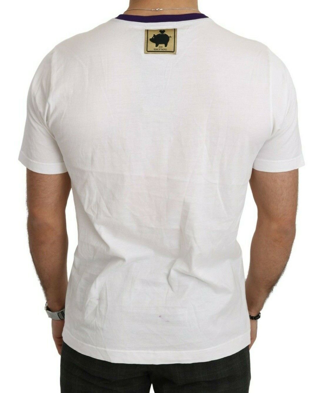Dolce & Gabbana White Cotton Top Super Power Pig T-shirt-3