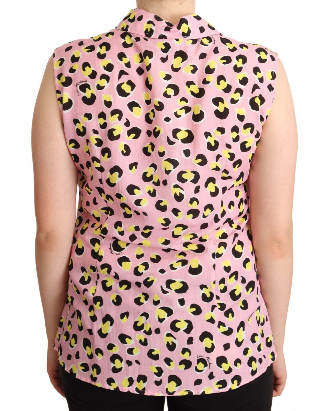 Love Moschino Pink sleeveless polo shirt with leopard print-4