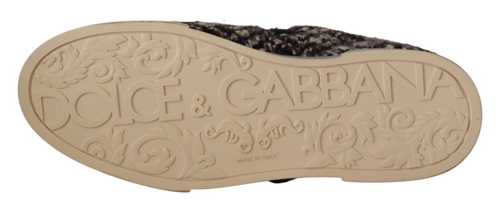 Zapatillas deportivas de algodón y lana marrón y cuero plateado de Dolce & Gabbana-4