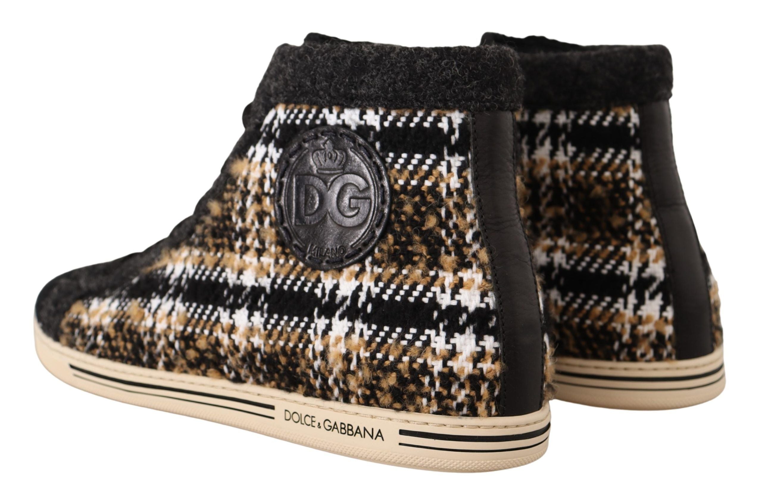 Dolce & Gabbana Beige Brown Wool Cotton High Top Sneakers-6