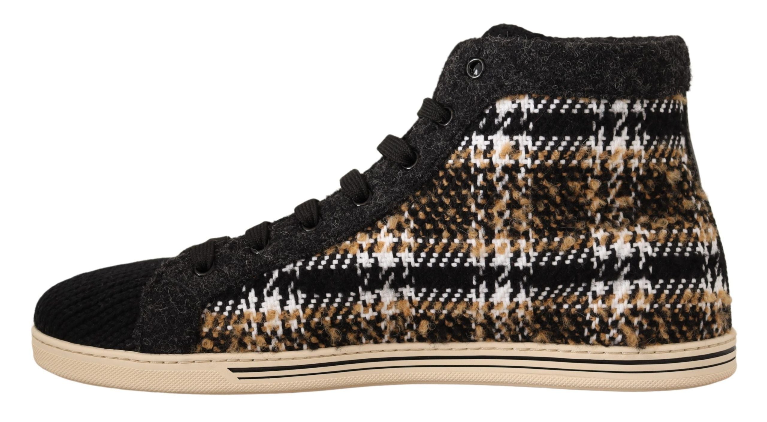 Dolce & Gabbana Beige Brown Wool Cotton High Top Sneakers-7