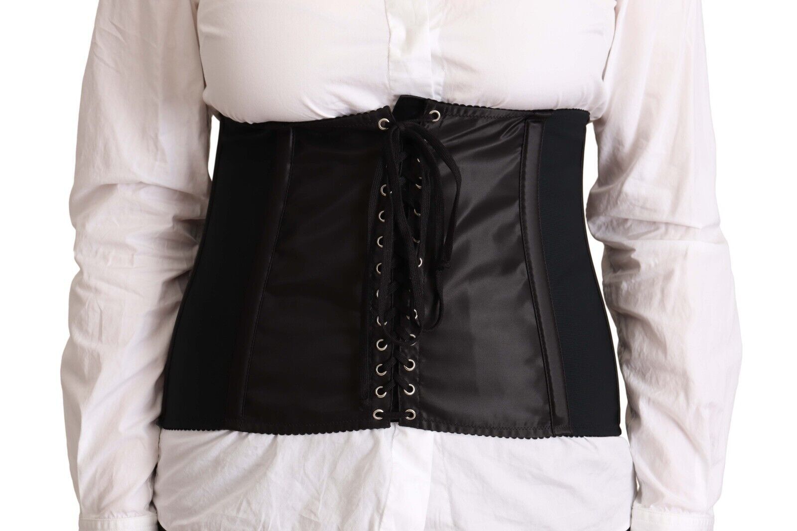 Dolce & Gabbana Black Corset Belt Stretch Waist Strap Top-4