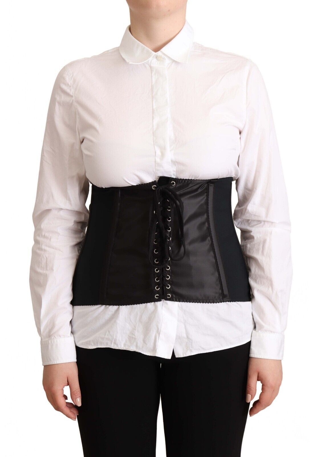 Dolce & Gabbana Black Corset Belt Stretch Waist Strap Top-1