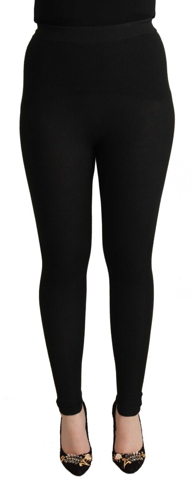 Dolce & Gabbana Schwarze Kaschmir-Stretch-Taillen-Hose-1