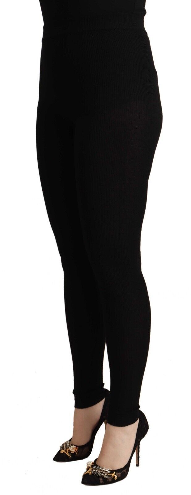 Pantalones de cachemira negra con cintura elástica de Dolce & Gabbana-2