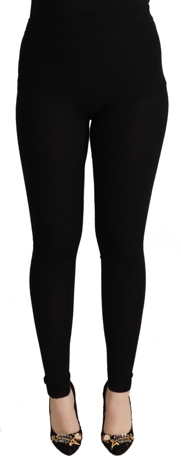 Pantalones de cachemira negra con cintura elástica de Dolce & Gabbana-1