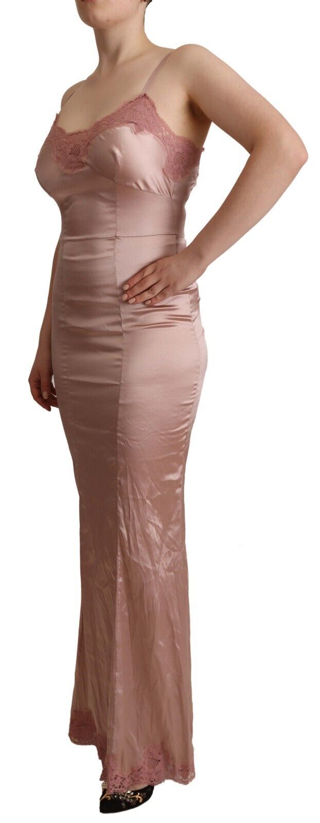 Dolce & Gabbana Rosa Spitze Langes Bodycon Maxi Kleid aus Polyester-2