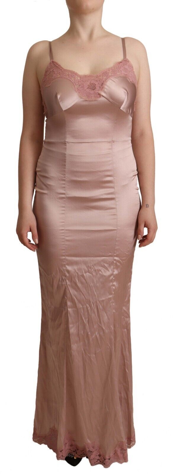Dolce & Gabbana Rosa Spitze Langes Bodycon Maxi Kleid aus Polyester-1