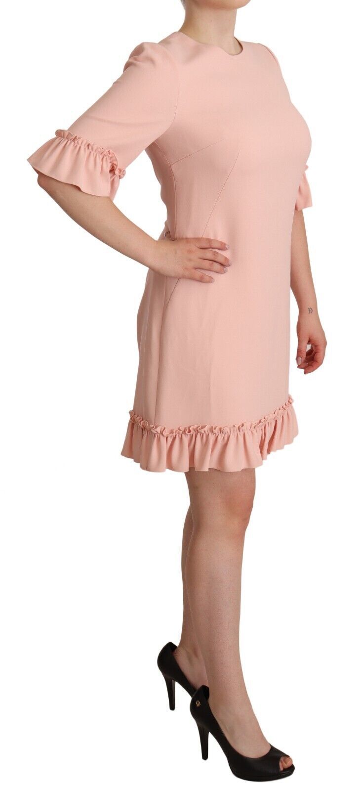Dolce & Gabbana Rosa Viskose-Etuikleid mit gerafften Ärmeln-3