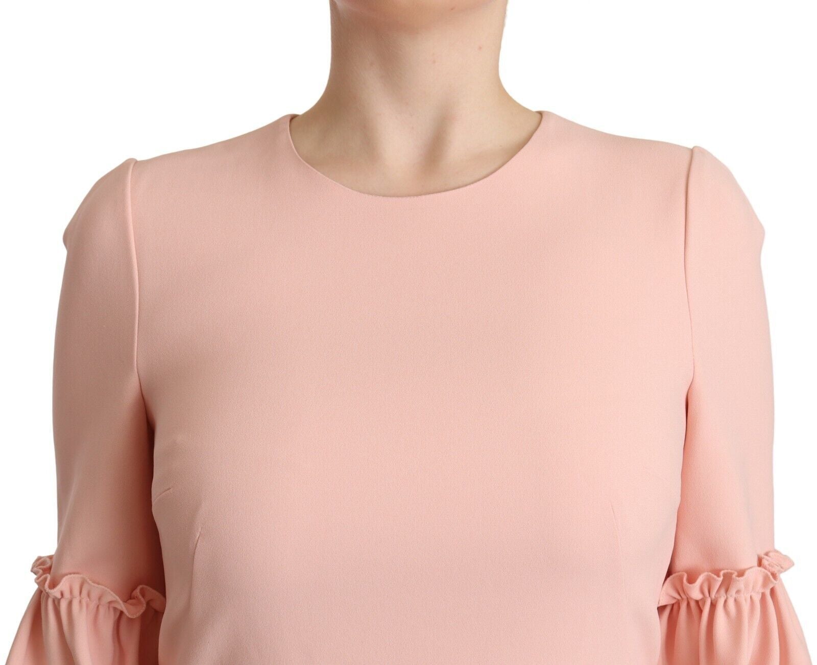 Dolce & Gabbana Rosa Viskose-Etuikleid mit gerafften Ärmeln-5
