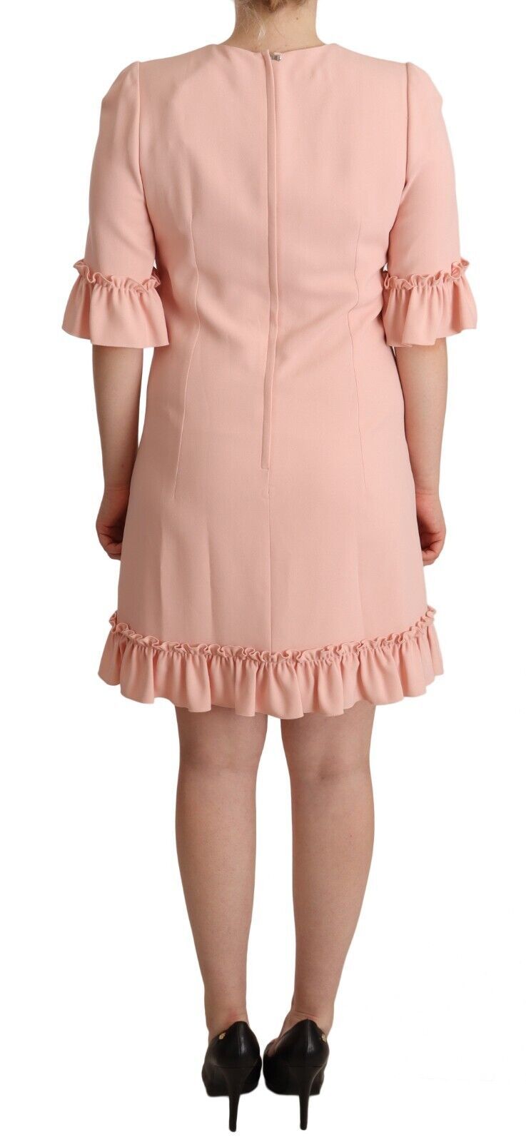 Dolce & Gabbana Rosa Viskose-Etuikleid mit gerafften Ärmeln-6