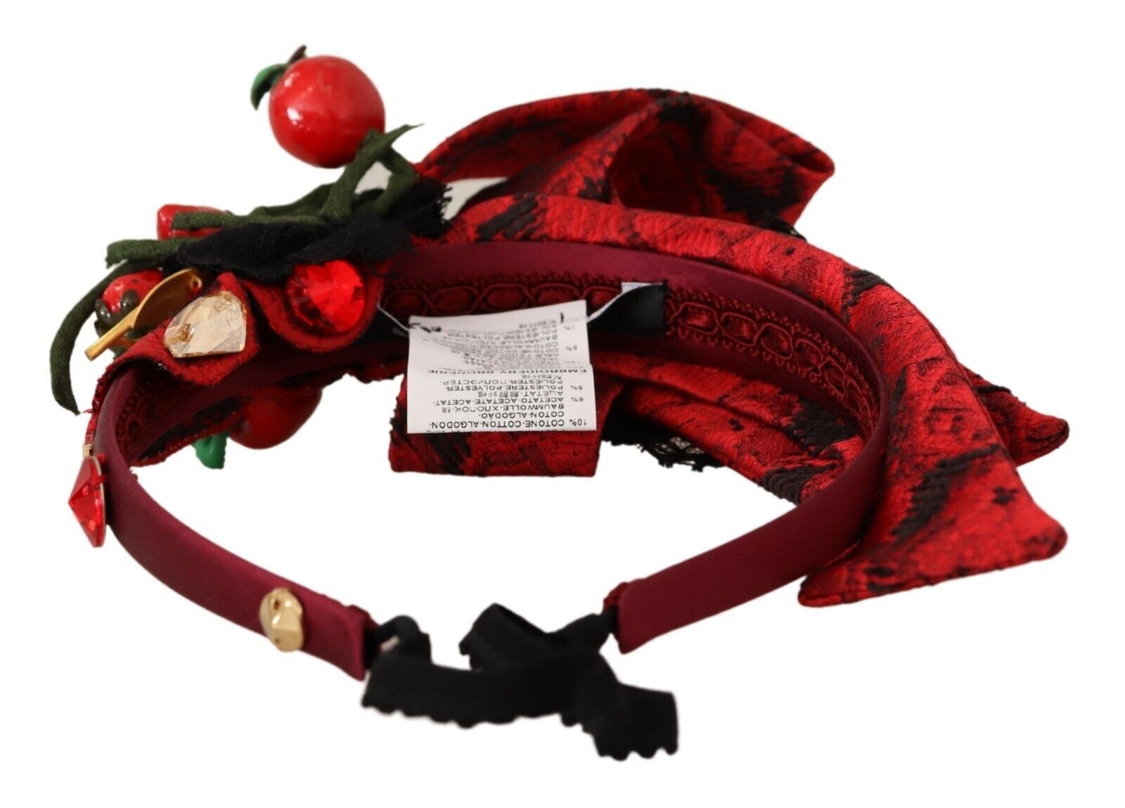 Dolce & Gabbana Red Tiara Berry Fruit Crystal Bow Hair Diadem Headband-4