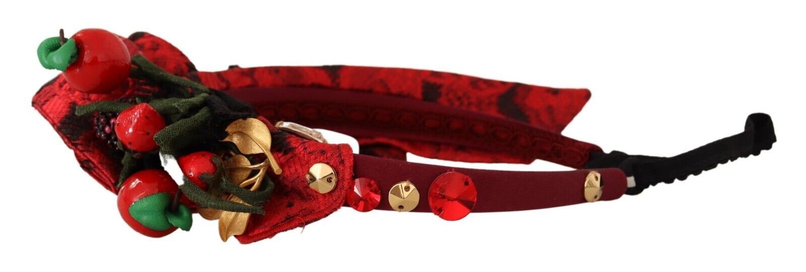 Dolce & Gabbana Red Tiara Berry Fruit Crystal Bow Hair Diadem Headband-5